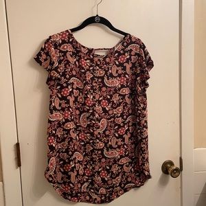 Paisley - pink and black - Loft - blouse